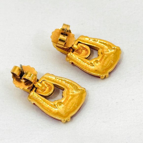Vintage Avon Classic Door Knocker Earrings - Signed - Picture 6 of 6